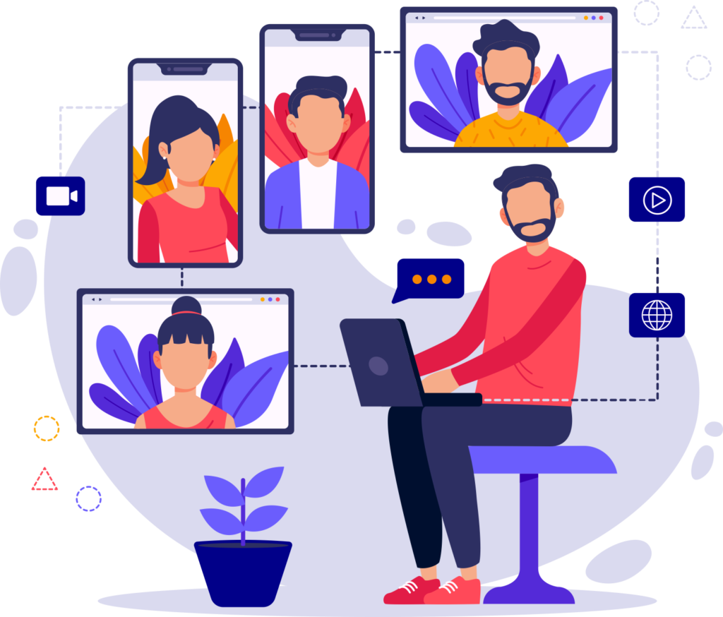 Online team video conference illustration - PromIQ