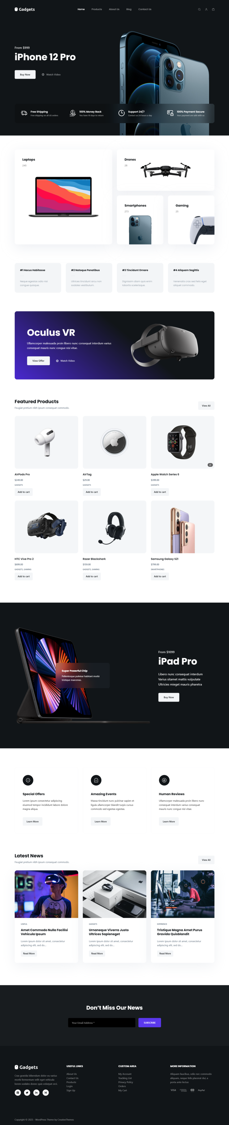 Tech gadgets e-commerce website design mockup - PromIQ