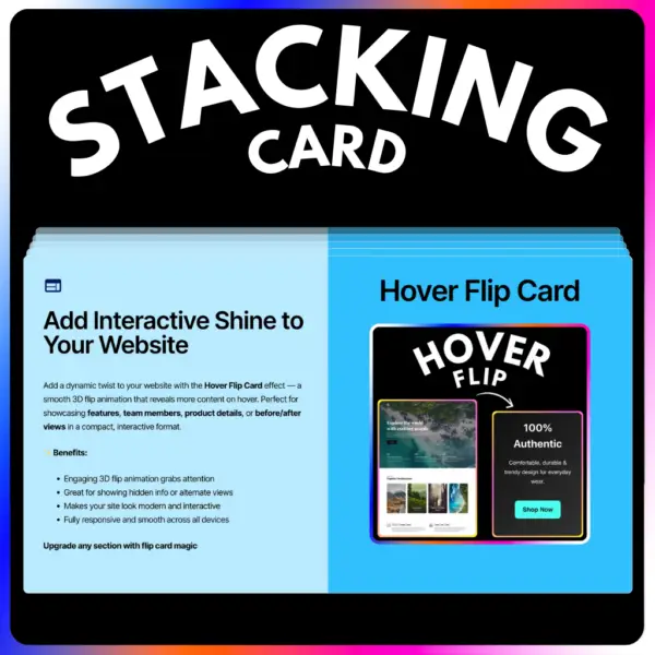 Stacking card hover effect demo - PromIQ