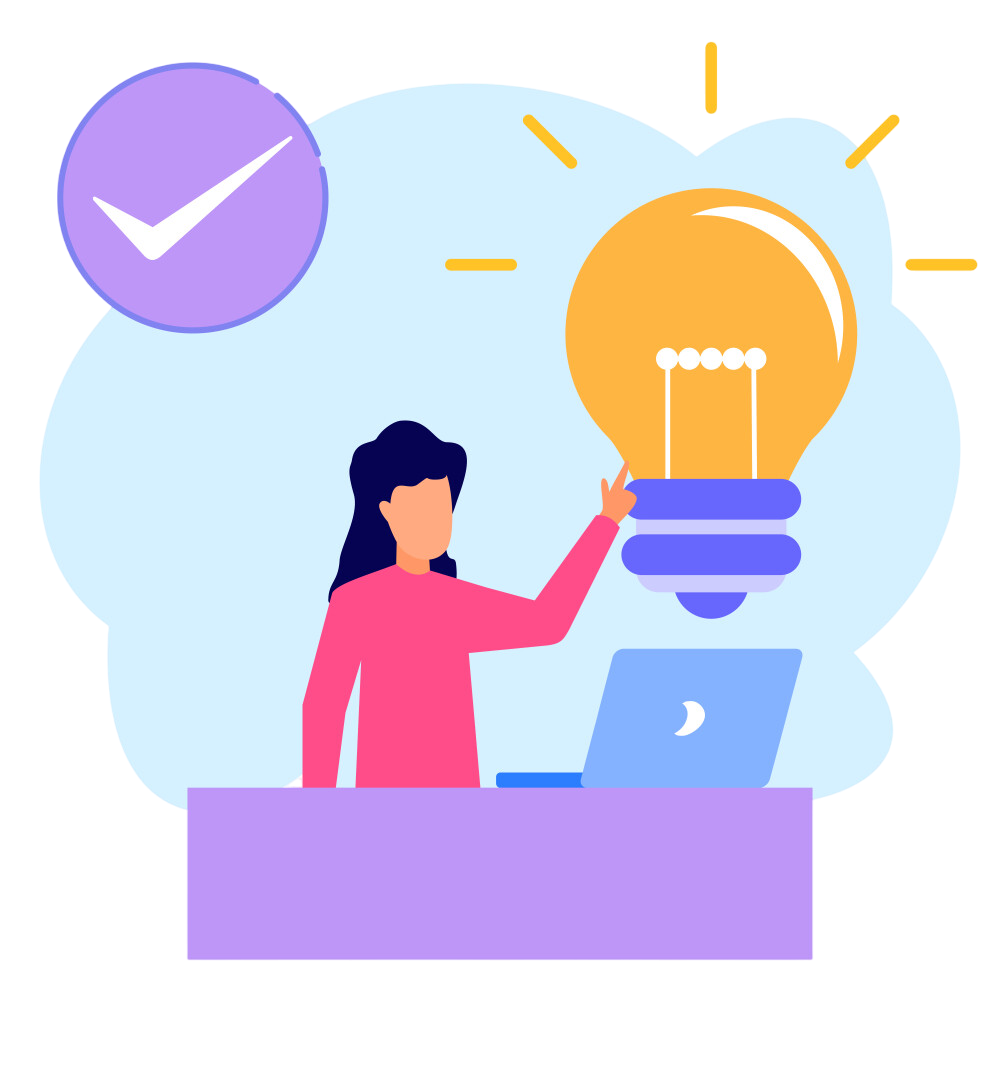 Businesswoman with bright idea illustration - PromIQ