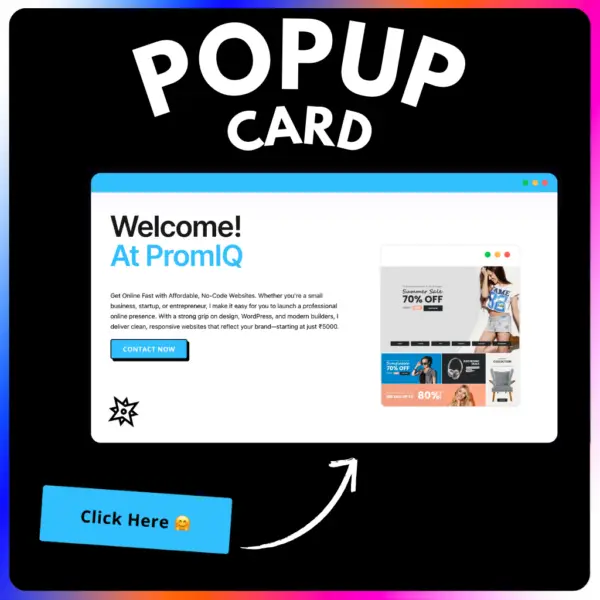 Popup card design showcase - PromIQ